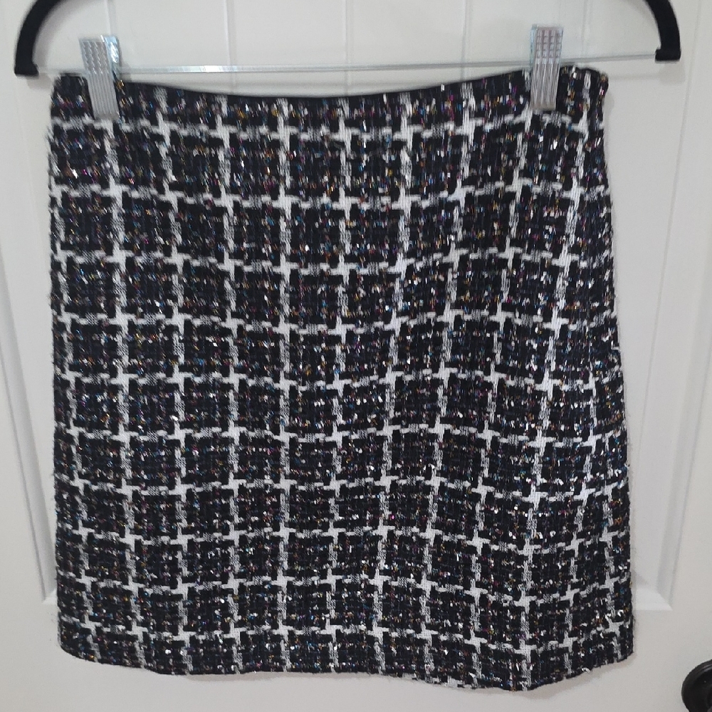 LOFT Multicolor Tweed Mini Skirt with Subtle Multicolor Sparkle